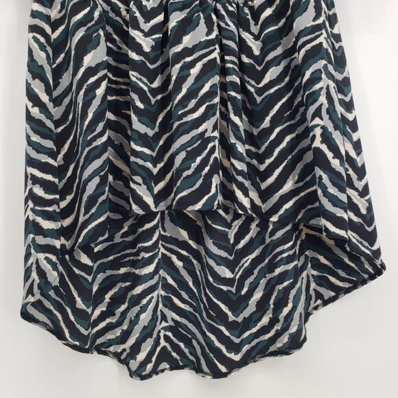 Nasty Gal Zebra Print Midi Dress 8 Long Sleeves High Low Hem Green Black - Picture 6 of 11